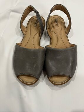Born Gray Open-Toe Leather Slingback Sandals